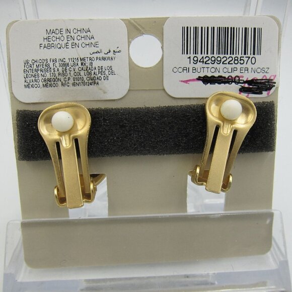 Chico's Neutral Glisten Gold Clip-On Earrings NWT Contemporary Day Evening - Picture 7 of 7